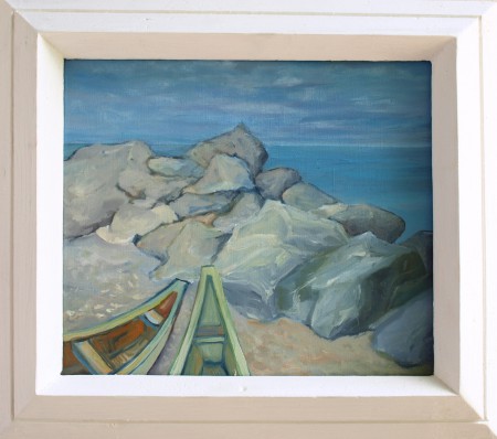 Loďky, olej na plátne